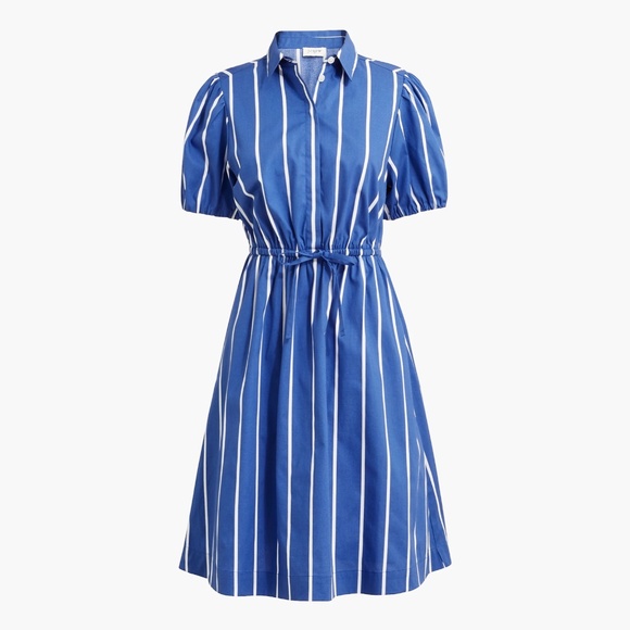 JCREW Size 0 Short-Sleeve Tie-Waist Mini Dress Sunwashed Sea White $118 CC789 - Picture 1 of 7
